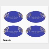 Stickers Gold et Blue Mariage damassé élégants (Feuille)
