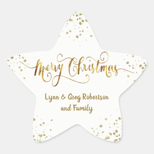 Stickers Gold et White Merry Christmas Star (Devant)
