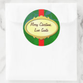 Stickers Gold Étiquette Red Ribbon Custom Holiday (Sac)