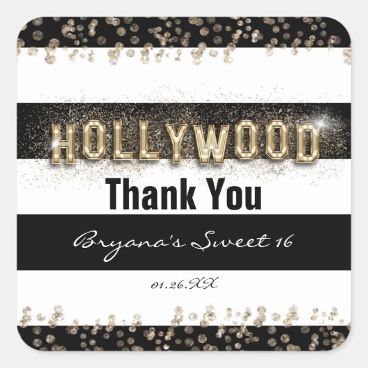 Stickers Gold Hollywood Black & White Stripes (Devant)