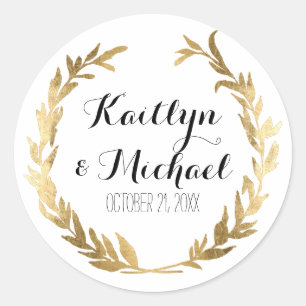 Stickers Gold Leaf Faux Modern Laurel Wreath Party