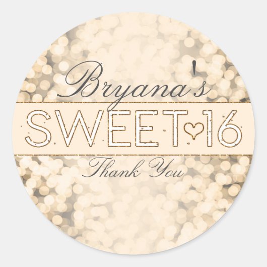 Stickers Gold Sparkling Lights Sweet 16 Party (Devant)