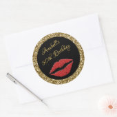 Stickers Golden Red Lips 50th Birthday (Enveloppe)