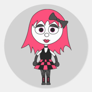 Stickers Goth Girl Cartoon mignonne