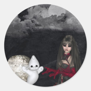 Stickers Gothique Girl Tombstone & Ghost Blank