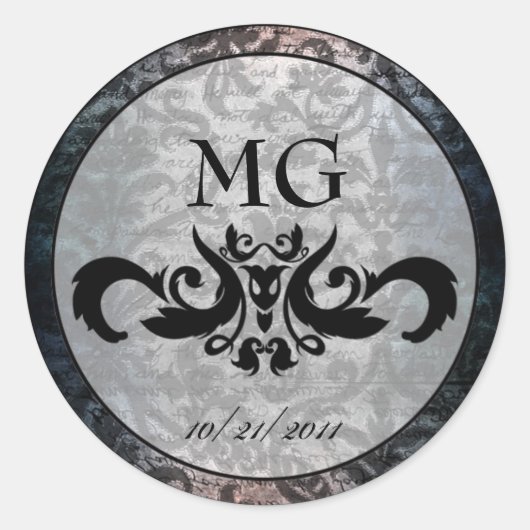 Stickers gothiques en damas noir fantaisie / Sceau (Devant)