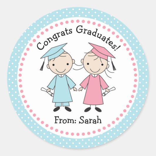 Stickers Graduation - Baguette mignonne Figure Gar (Devant)