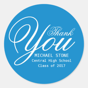 Stickers Graduation Merci Bleu & Blanc Personnalis