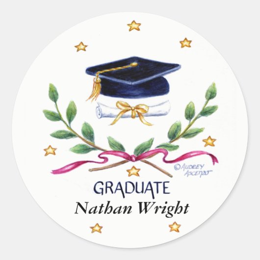 Stickers Graduation Victory Emblem Round (Devant)