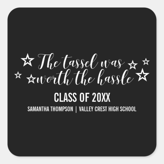 Stickers Graduation White Tassel Worth Hassle (Devant)