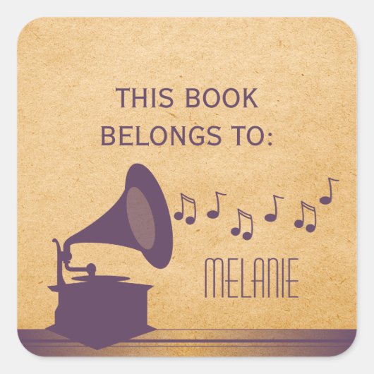 Stickers Gramophone Vintage violet (Devant)