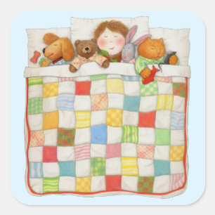 Stickers grand Carré COSY QUILT - Bleu