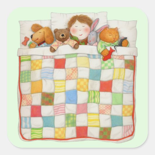 Stickers grand Carré COSY QUILT - Vert (Devant)