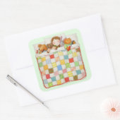 Stickers grand Carré COSY QUILT - Vert (Enveloppe)