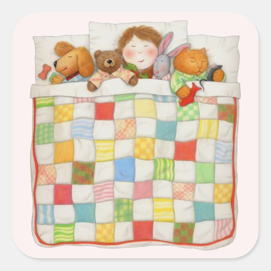 Stickers grand Carré COSY QUILY - Rose (Devant)