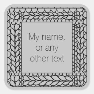 Stickers grand Carré KNIT PURL Gris + Texte