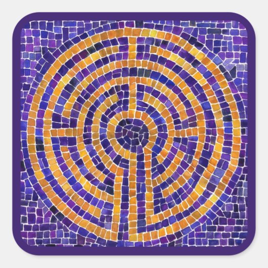 Stickers grand Carré LABYRINTH MOSAIC - Violet (Devant)