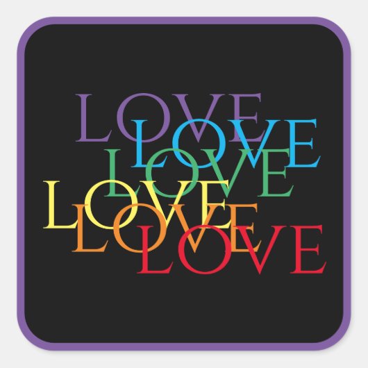 Stickers grand Carré RAINBOW LOVE II / Violet (Devant)