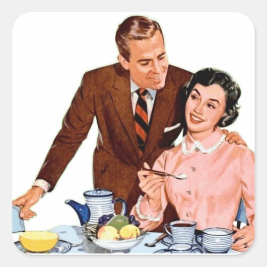 Stickers Graphiques Vintages Retro Couple Kitchen (Devant)