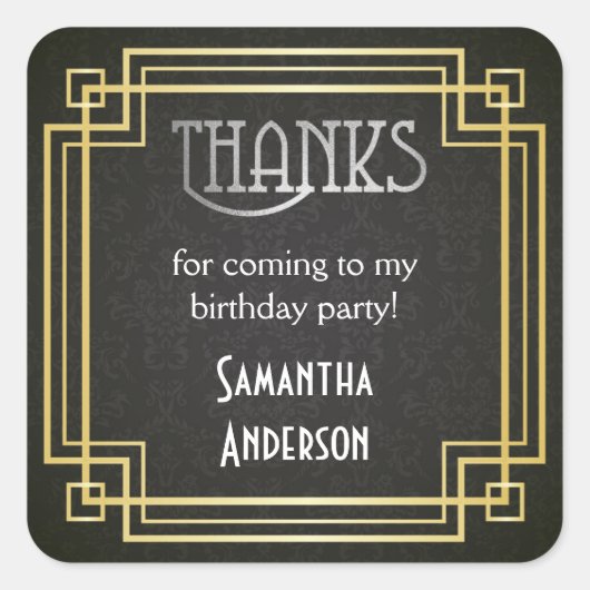 Stickers Great Gatsby, Balises De Faveur Art Déco (Devant)