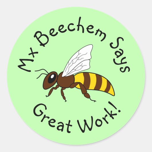 Stickers Green Bee Great Work (Devant)