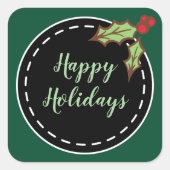 Stickers Green Happy Holidays (Devant)