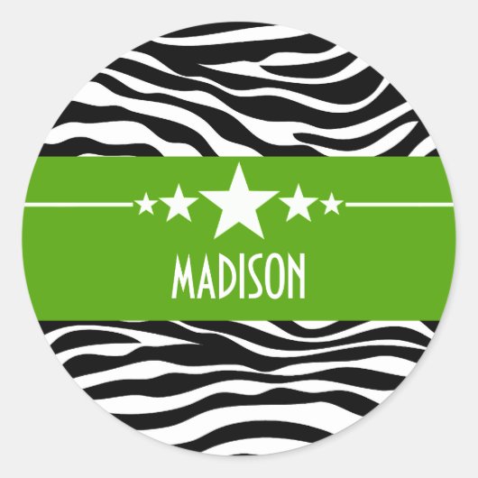 Stickers Green Sassy Star Zebra (Devant)