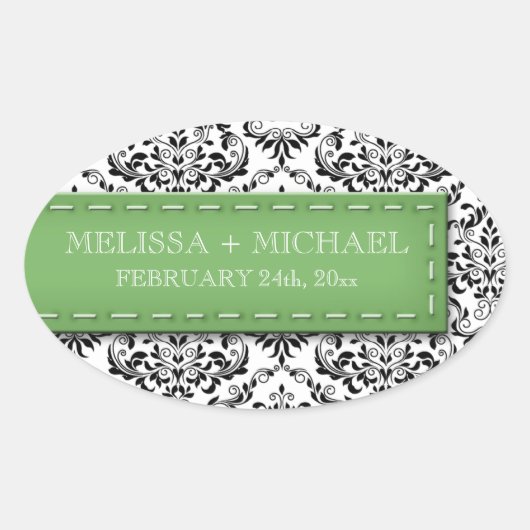 Stickers Green Stitched Mariage damassé Grand Fave (Devant)