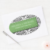 Stickers Green Stitched Mariage damassé Grand Fave (Enveloppe)