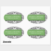 Stickers Green Stitched Mariage damassé Grand Fave (Feuille)