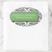 Stickers Green Stitched Mariage damassé Grand Fave (Sac)