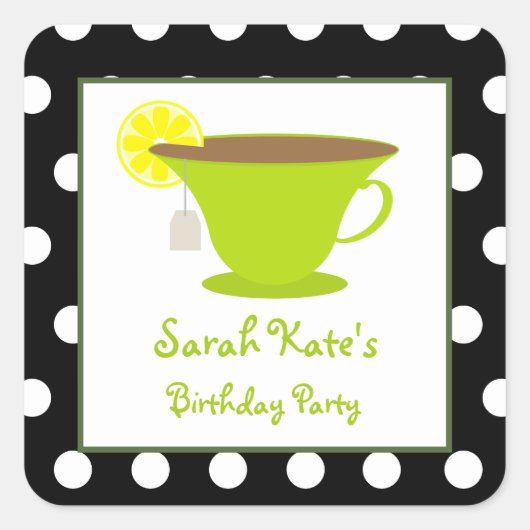 Stickers Green Teacup Polka Dot Anniversaire (Devant)