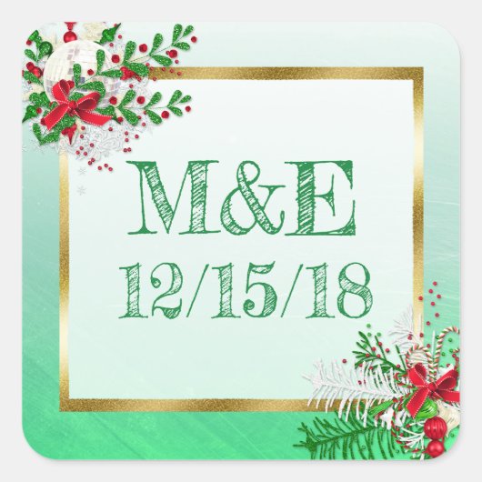 Stickers Green Winter Wedding Personnalisés (Devant)
