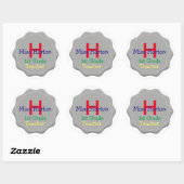 Stickers Gris Monogramme enseignant (Feuille)