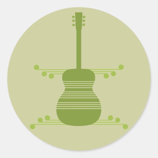 Stickers Guitare Rétro, Vert Olive (Devant)