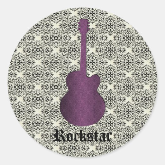 Stickers Guitare Rockstar Damask, violet (Devant)