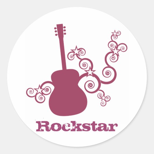 Stickers Guitare Rockstar, Fuchsia (Devant)