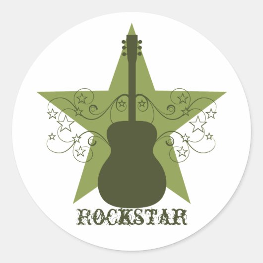 Stickers Guitare Star Fancy, Vert (Devant)