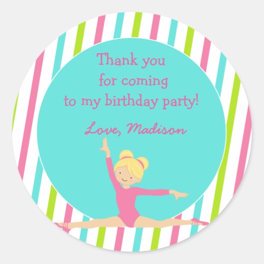 Stickers Gymnastique Anniversaire Fête Favoriser (Devant)