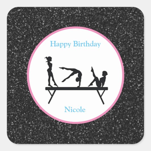 Stickers Gymnastique "Joyeux Anniversaire" Black S (Devant)