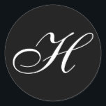 Stickers H Monogramme<br><div class="desc">Ces autocollants en noir et blanc présentent un élégant monogramme H cursif. Idéal pour les faveurs de mariage,  etc !</div>