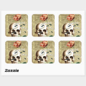 Stickers Halloween à écriture florale crâne vapeur (Feuille)
