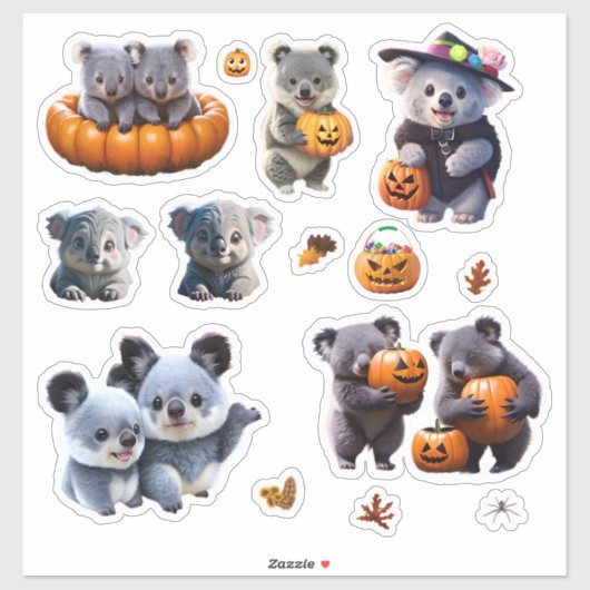 Stickers Halloween Bear Koala Bear Mignonne beauco (Feuille)