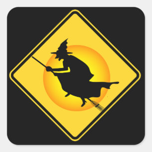 Stickers Halloween Caution Witch