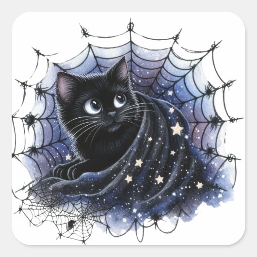 Stickers Halloween Chat Sorcières Noires (Devant)