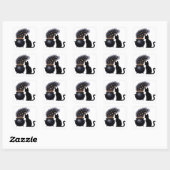 Stickers Halloween Chat Sorcières Noires (Feuille)