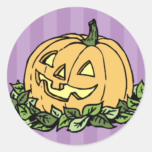 Stickers Halloween Citrouille violet et orange (Devant)
