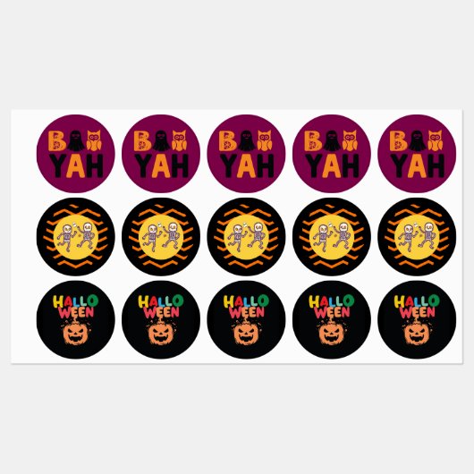 Stickers Halloween Collection colorée tendance (Feuille)
