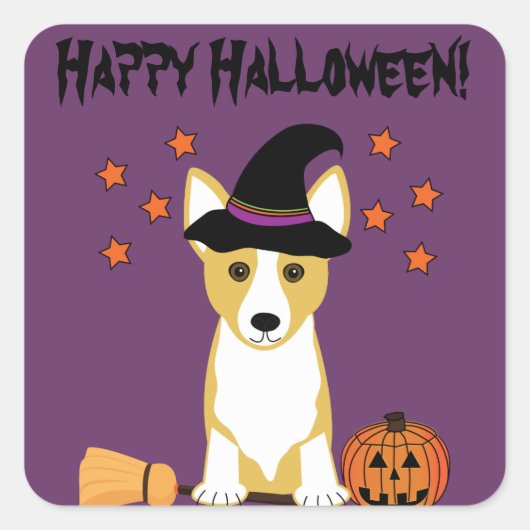 Stickers Halloween Corgi Witch (Devant)