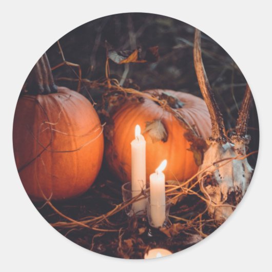 Stickers Halloween crâne citrouille (Devant)